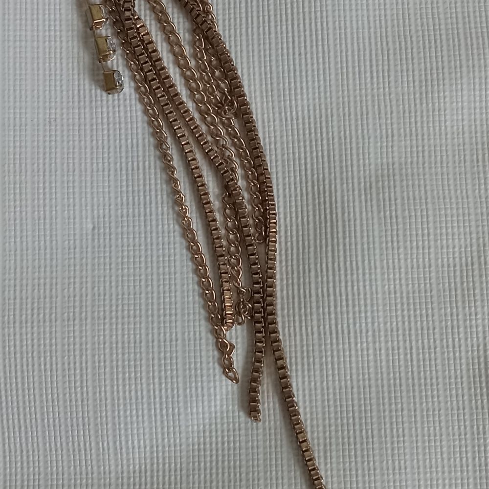 Gold Toned Faux Pearl Beaded Cluster Chain Tassels Statement Pendant Necklace - Picture 5 of 10